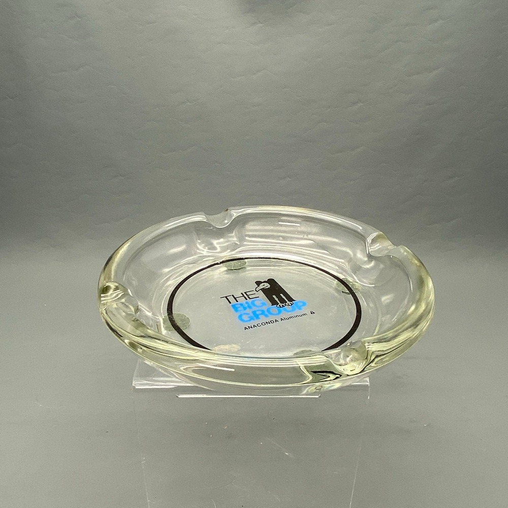 Vintage Anaconda Aluminum The Big Group Glass Ashtray Vulture Mascot Promo